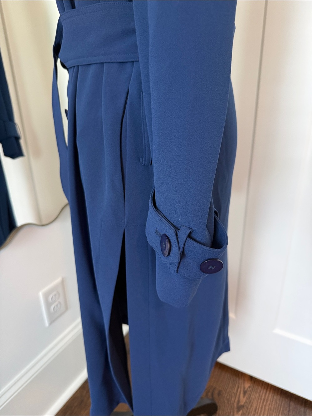 Adolfo Dominguez Navy Blue Long Sleeve Wrap Trench Dress - Picture 9 of 12